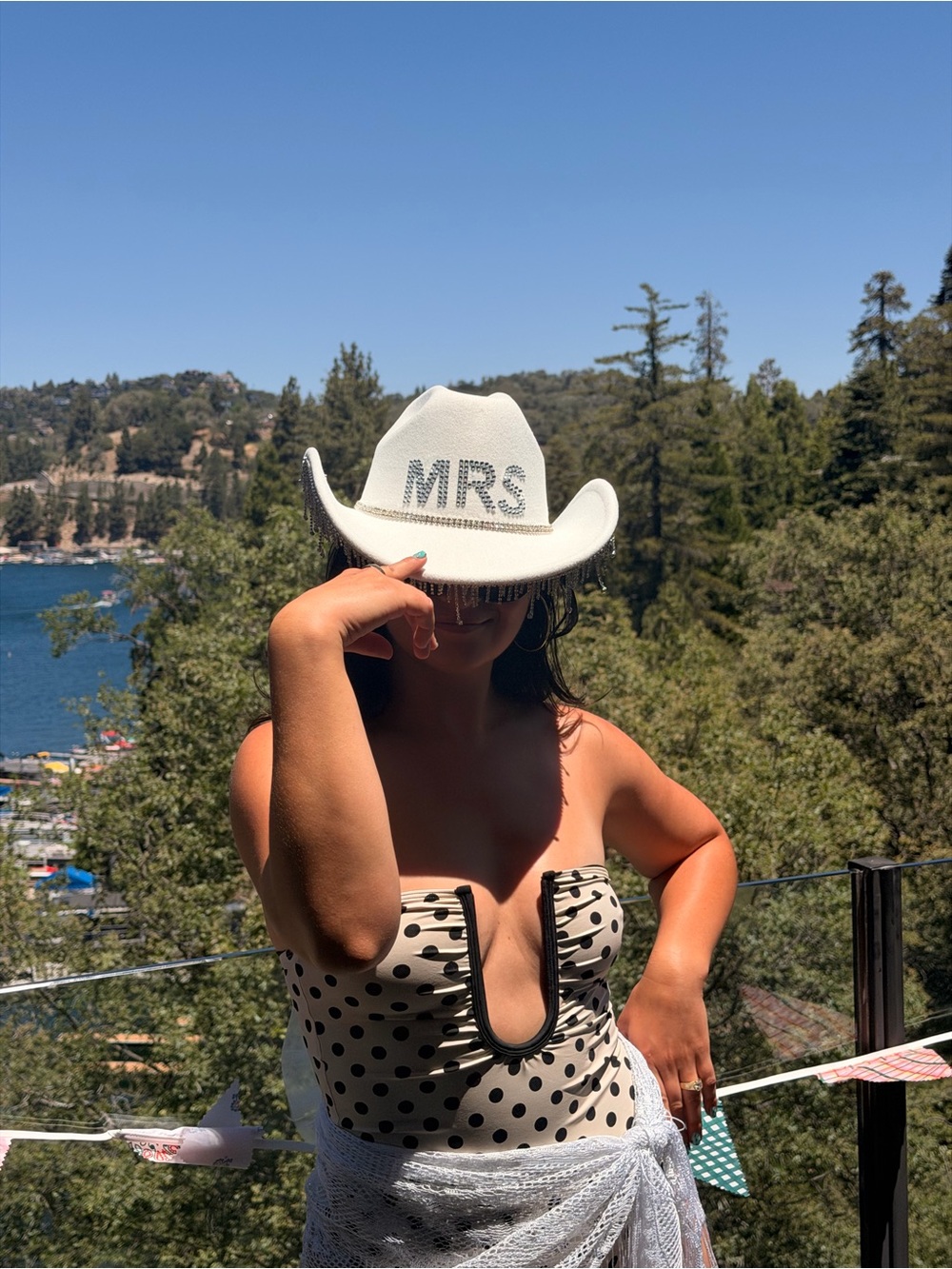 White 'MRS' Embellished Cowboy Hat for Women